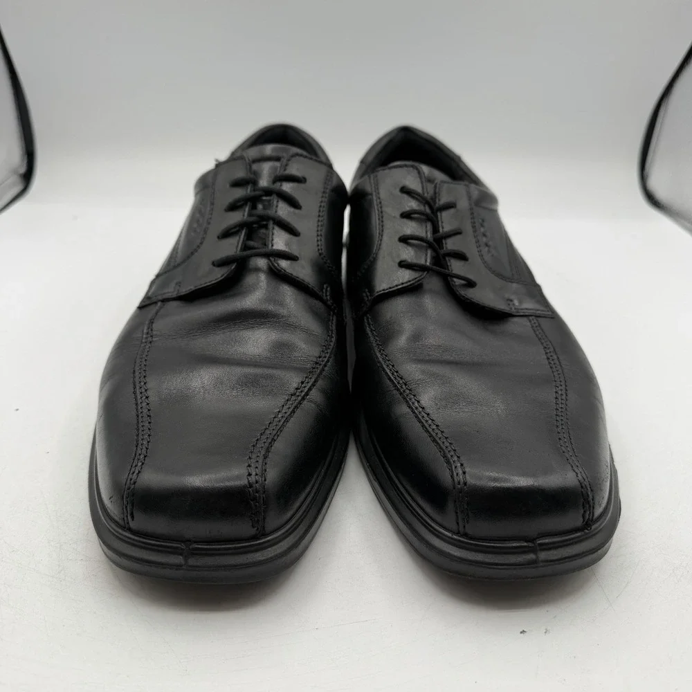 Ecco Helsinki Dress Shoes Mens EU 46 US‎ 12-12.5 Black Leather Bike Toe Oxfords